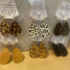 Leather tear drop earrings